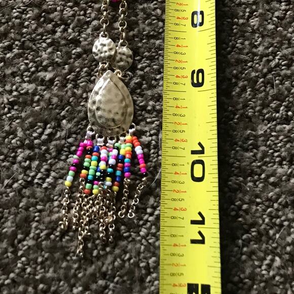 NIB Fragments Necklace Nieman Marcus Beaded Teardrop Pendant Boho Layered - Picture 4 of 5